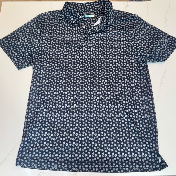 PGA Tour Navy and White Patterned Polo Shirt - Picture 1 of 4